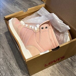 LEVI BABY PINK HIGH TOP SHOES